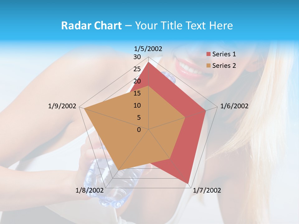 Portrait Of Beautiful Woman With Bottle Of Water On Beach PowerPoint Template