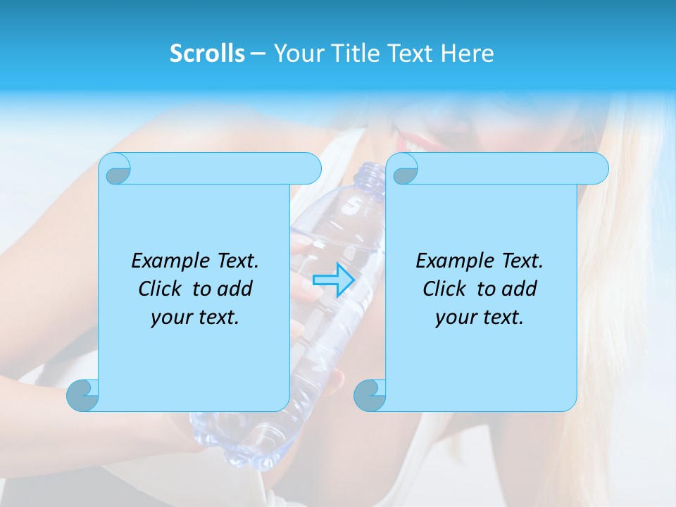 Portrait Of Beautiful Woman With Bottle Of Water On Beach PowerPoint Template