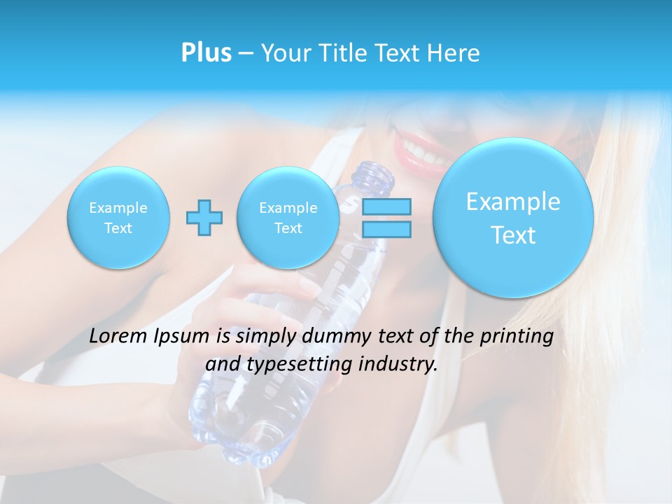 Portrait Of Beautiful Woman With Bottle Of Water On Beach PowerPoint Template