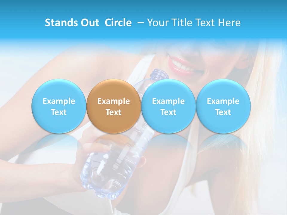 Portrait Of Beautiful Woman With Bottle Of Water On Beach PowerPoint Template