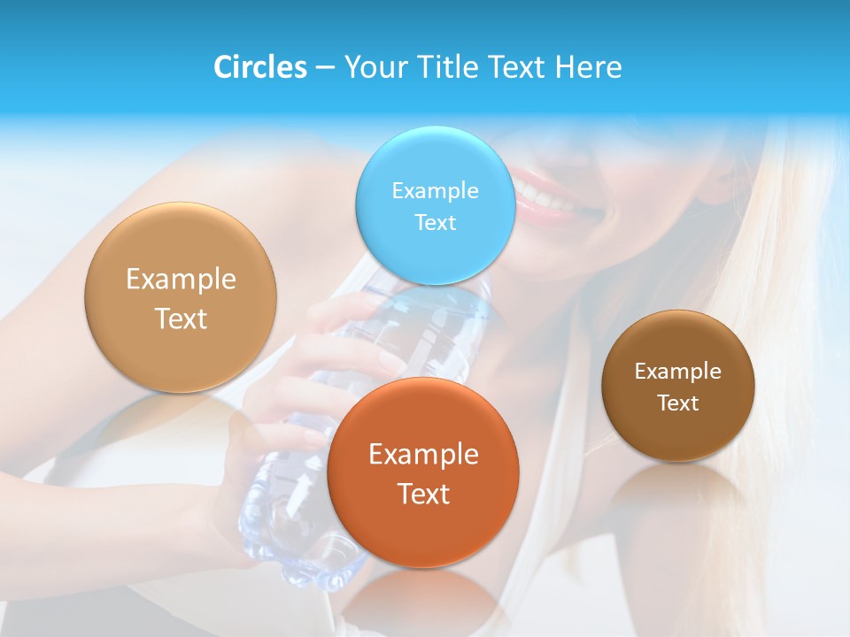 Portrait Of Beautiful Woman With Bottle Of Water On Beach PowerPoint Template