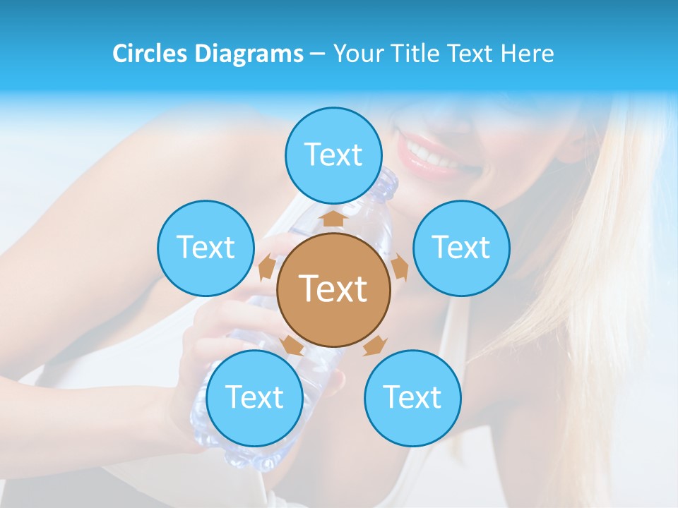 Portrait Of Beautiful Woman With Bottle Of Water On Beach PowerPoint Template