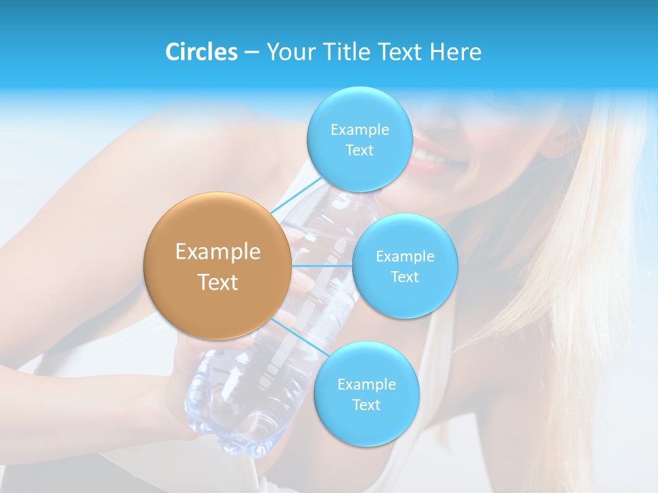 Portrait Of Beautiful Woman With Bottle Of Water On Beach PowerPoint Template