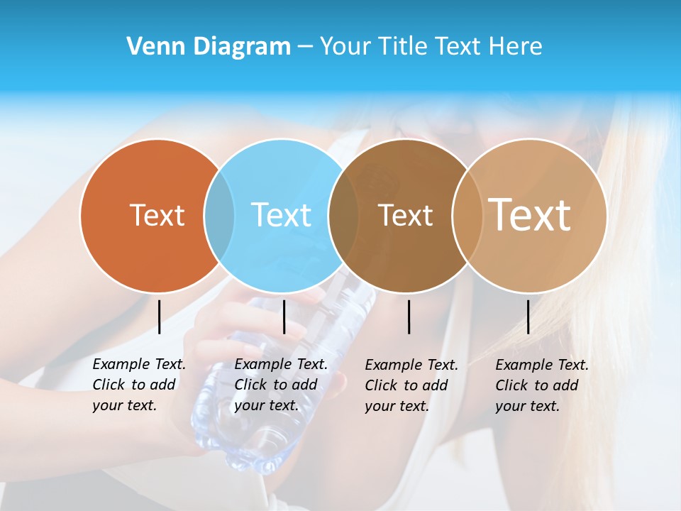 Portrait Of Beautiful Woman With Bottle Of Water On Beach PowerPoint Template