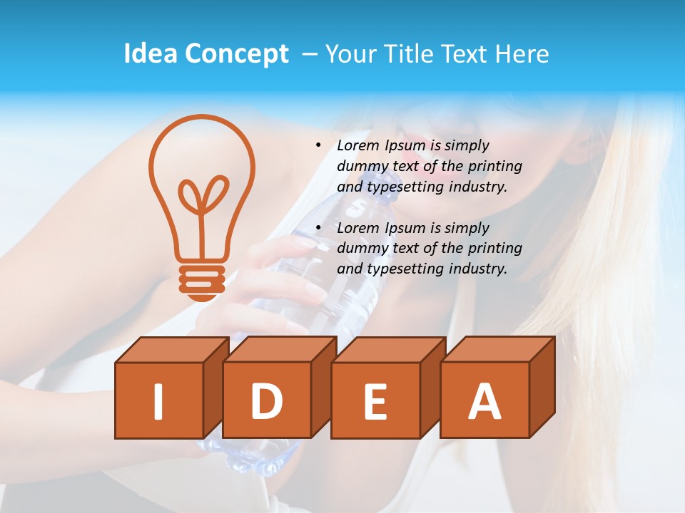 Portrait Of Beautiful Woman With Bottle Of Water On Beach PowerPoint Template