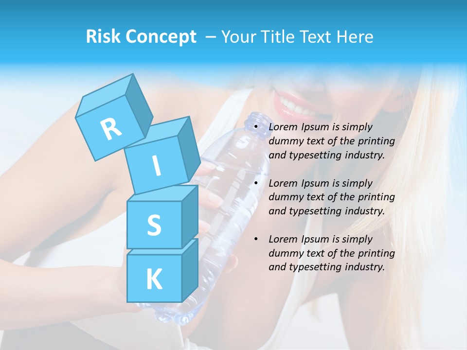 Portrait Of Beautiful Woman With Bottle Of Water On Beach PowerPoint Template