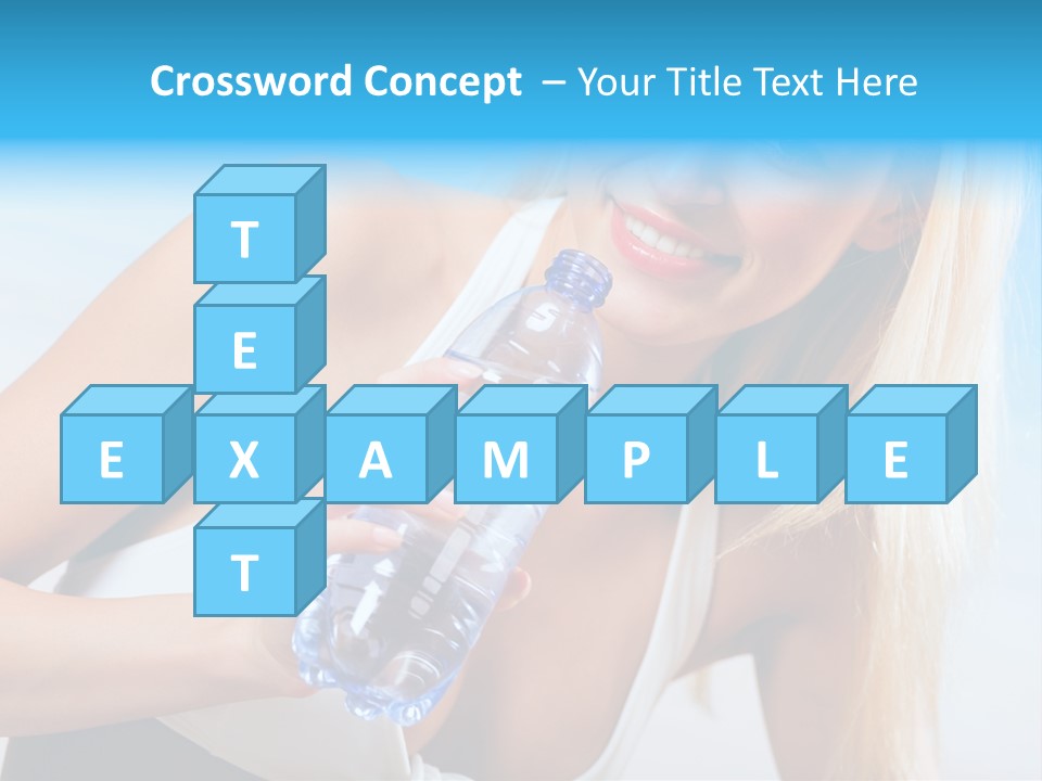 Portrait Of Beautiful Woman With Bottle Of Water On Beach PowerPoint Template