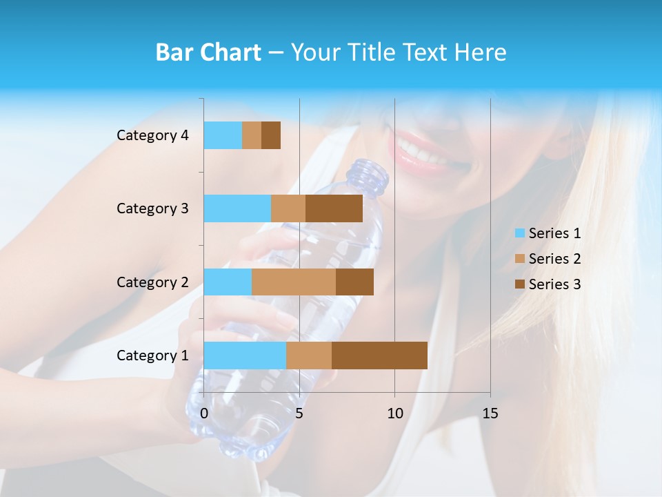 Portrait Of Beautiful Woman With Bottle Of Water On Beach PowerPoint Template