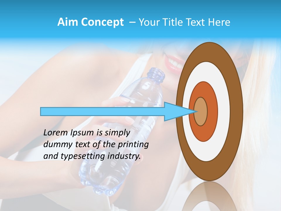 Portrait Of Beautiful Woman With Bottle Of Water On Beach PowerPoint Template