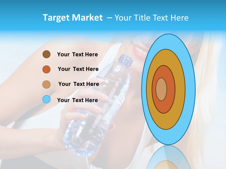 Portrait Of Beautiful Woman With Bottle Of Water On Beach PowerPoint Template