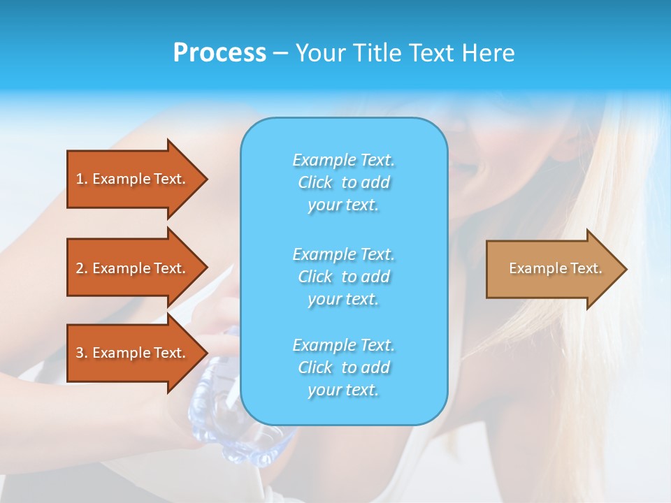 Portrait Of Beautiful Woman With Bottle Of Water On Beach PowerPoint Template