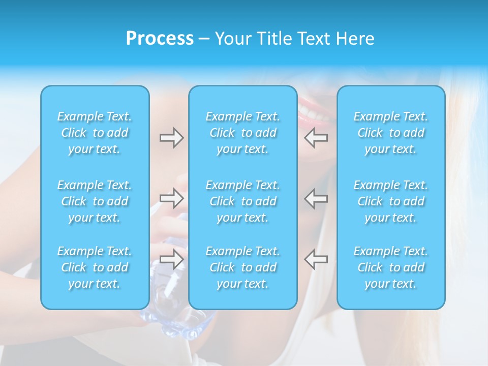 Portrait Of Beautiful Woman With Bottle Of Water On Beach PowerPoint Template