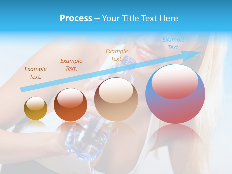 Portrait Of Beautiful Woman With Bottle Of Water On Beach PowerPoint Template