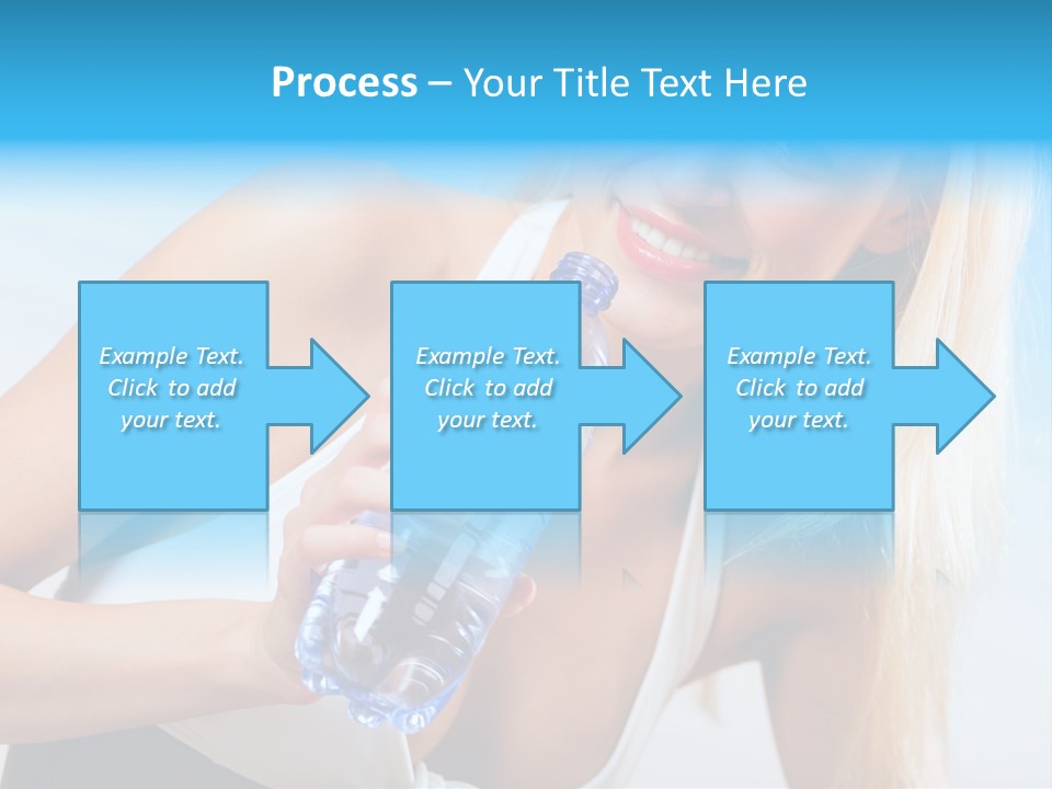 Portrait Of Beautiful Woman With Bottle Of Water On Beach PowerPoint Template