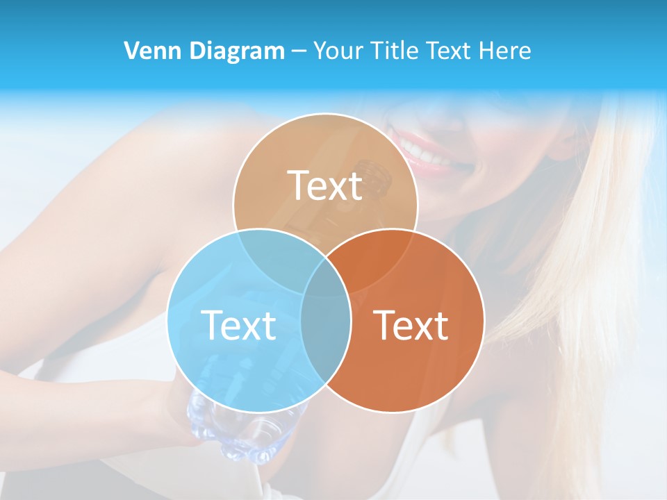 Portrait Of Beautiful Woman With Bottle Of Water On Beach PowerPoint Template