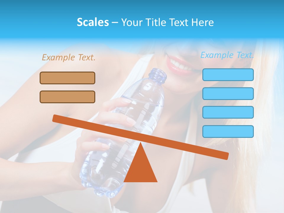 Portrait Of Beautiful Woman With Bottle Of Water On Beach PowerPoint Template