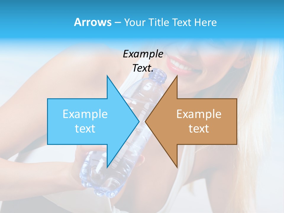 Portrait Of Beautiful Woman With Bottle Of Water On Beach PowerPoint Template