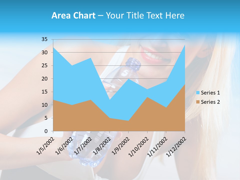 Portrait Of Beautiful Woman With Bottle Of Water On Beach PowerPoint Template