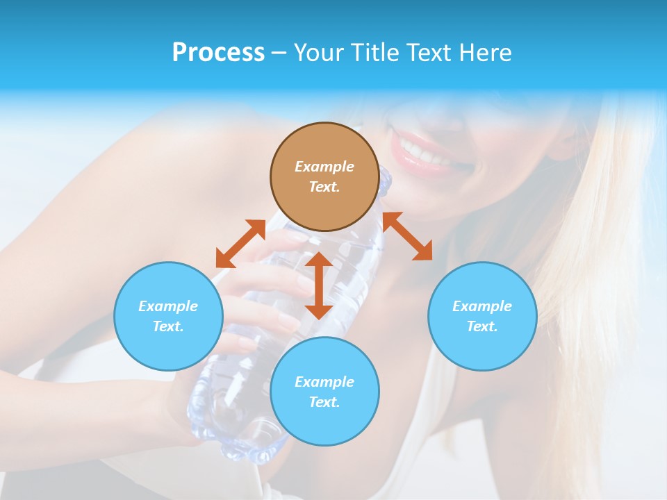 Portrait Of Beautiful Woman With Bottle Of Water On Beach PowerPoint Template