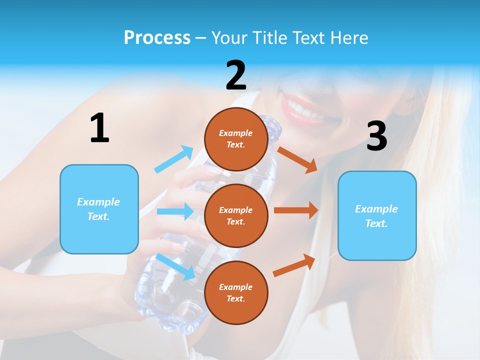 Portrait Of Beautiful Woman With Bottle Of Water On Beach PowerPoint Template