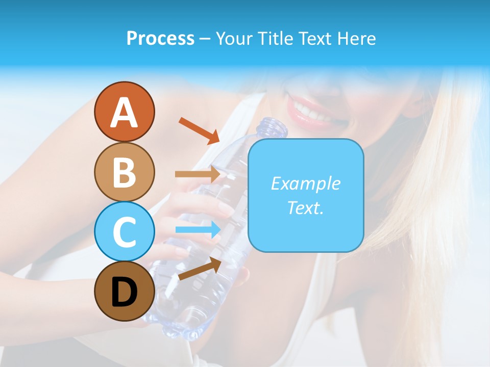 Portrait Of Beautiful Woman With Bottle Of Water On Beach PowerPoint Template