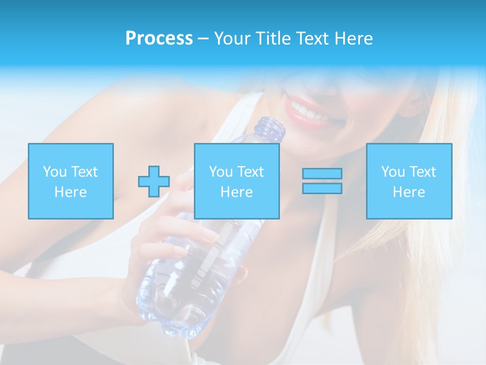 Portrait Of Beautiful Woman With Bottle Of Water On Beach PowerPoint Template