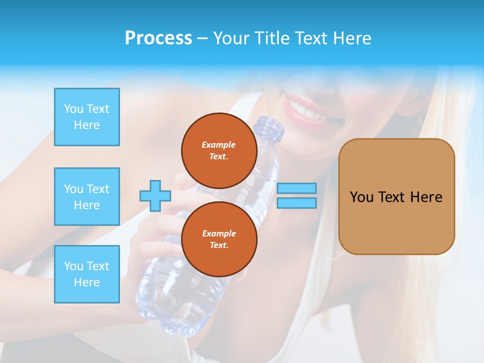 Portrait Of Beautiful Woman With Bottle Of Water On Beach PowerPoint Template