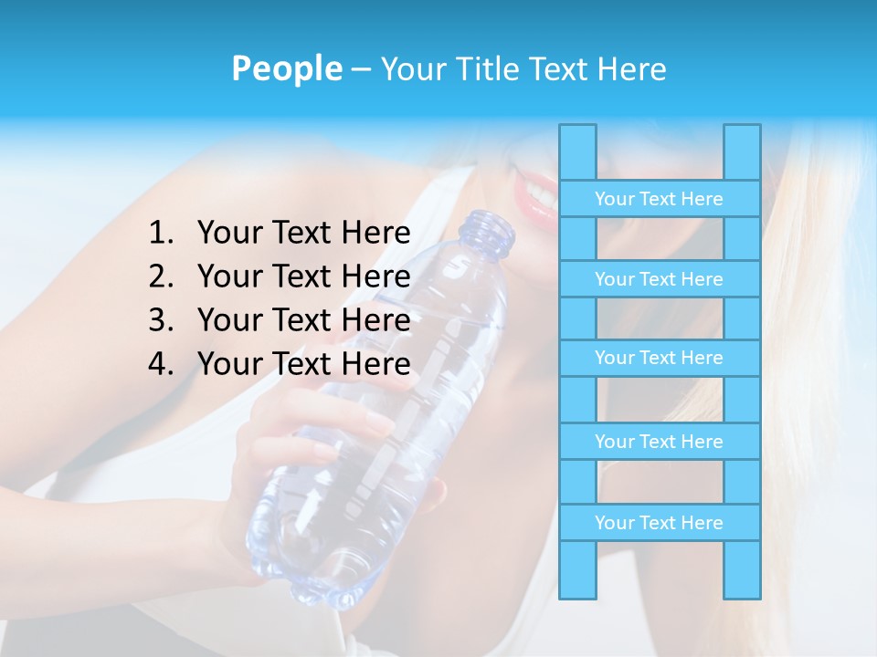 Portrait Of Beautiful Woman With Bottle Of Water On Beach PowerPoint Template