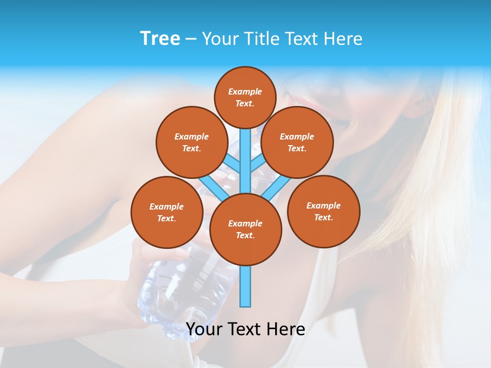 Portrait Of Beautiful Woman With Bottle Of Water On Beach PowerPoint Template