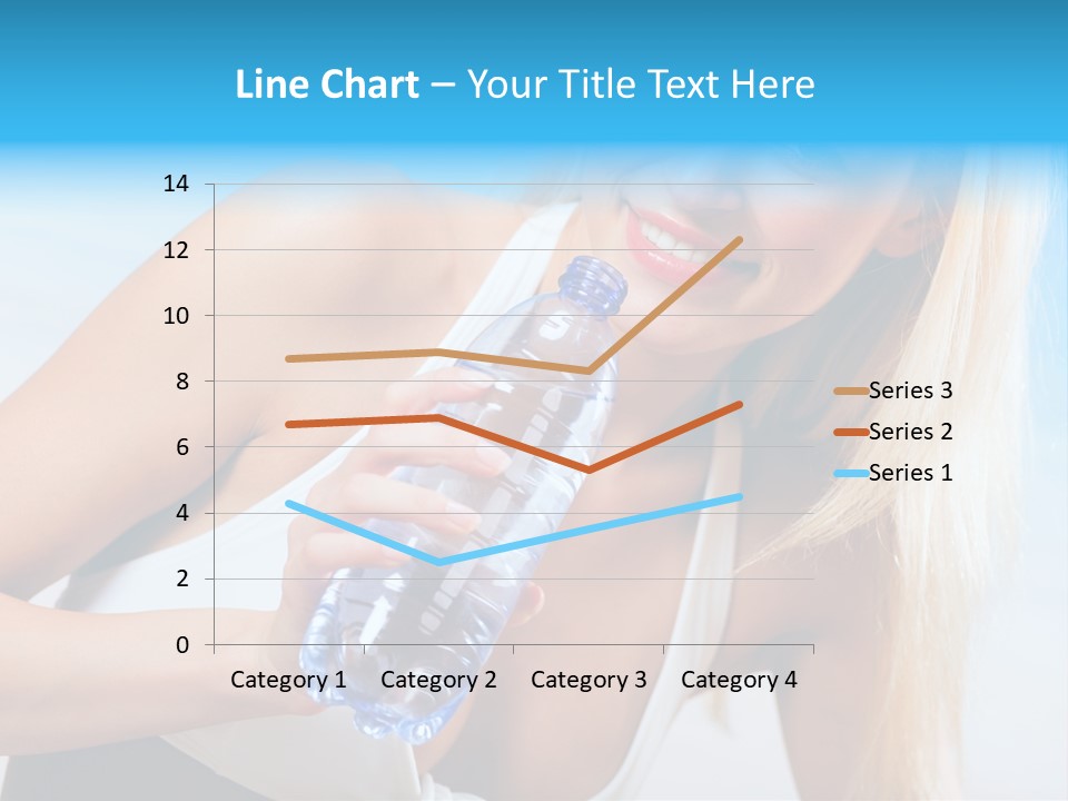 Portrait Of Beautiful Woman With Bottle Of Water On Beach PowerPoint Template