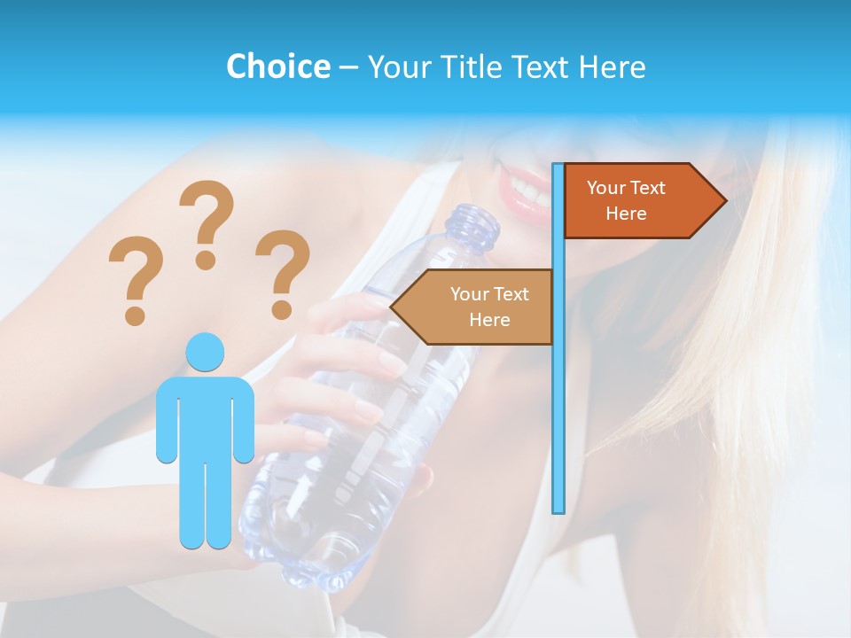 Portrait Of Beautiful Woman With Bottle Of Water On Beach PowerPoint Template