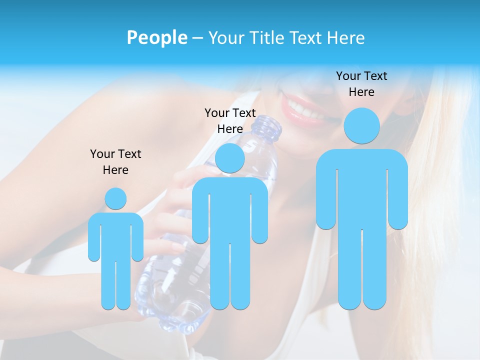 Portrait Of Beautiful Woman With Bottle Of Water On Beach PowerPoint Template