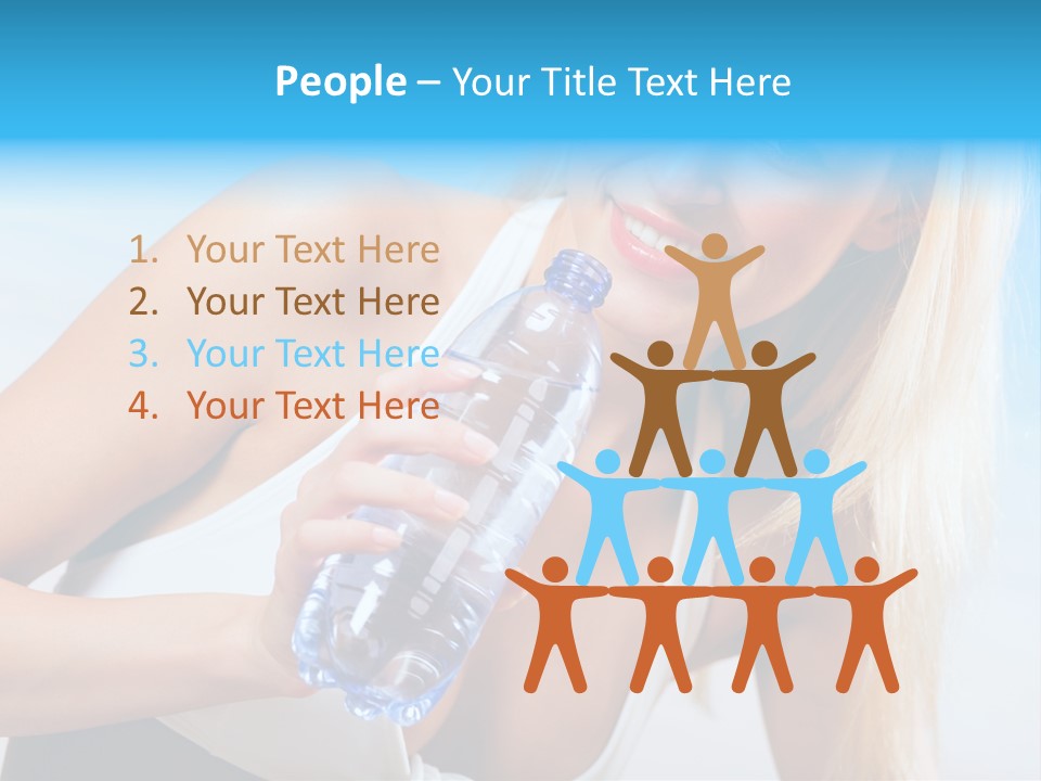 Portrait Of Beautiful Woman With Bottle Of Water On Beach PowerPoint Template