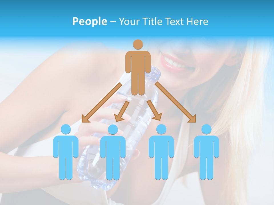 Portrait Of Beautiful Woman With Bottle Of Water On Beach PowerPoint Template