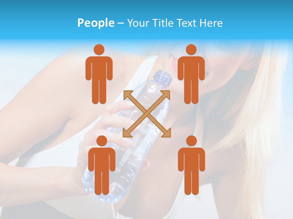 Portrait Of Beautiful Woman With Bottle Of Water On Beach PowerPoint Template