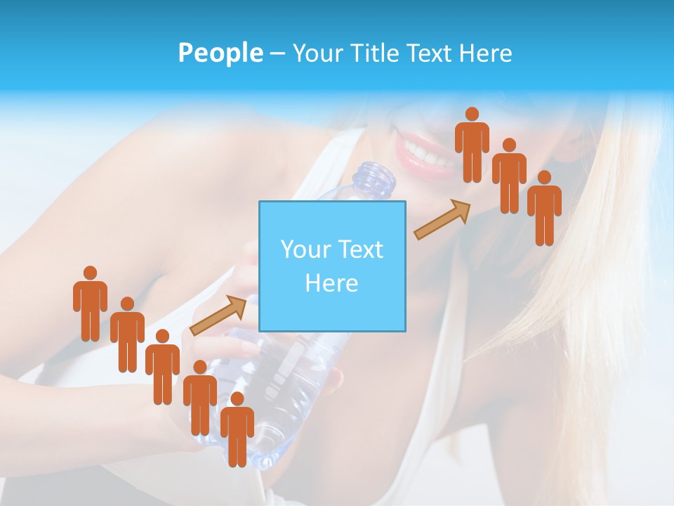 Portrait Of Beautiful Woman With Bottle Of Water On Beach PowerPoint Template