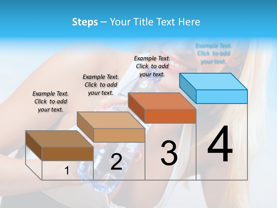 Portrait Of Beautiful Woman With Bottle Of Water On Beach PowerPoint Template