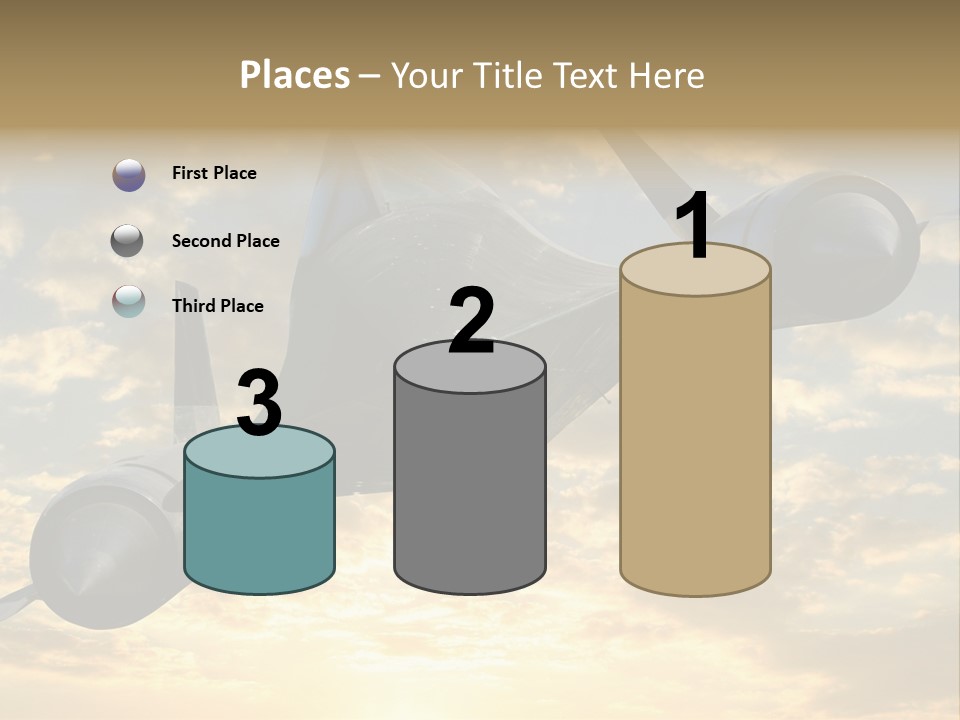 Lockhead A-12 Trainer, Taken At The California Science Center In Exposition Park, Los Angeles, Composited To A Sky Background. This Is A Variation On The Lockheed Sr-71 Blackbird. PowerPoint Template