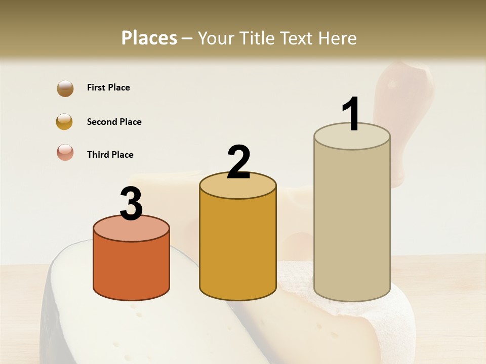 3 Kinds Of Cheese With A Cheese Knife PowerPoint Template