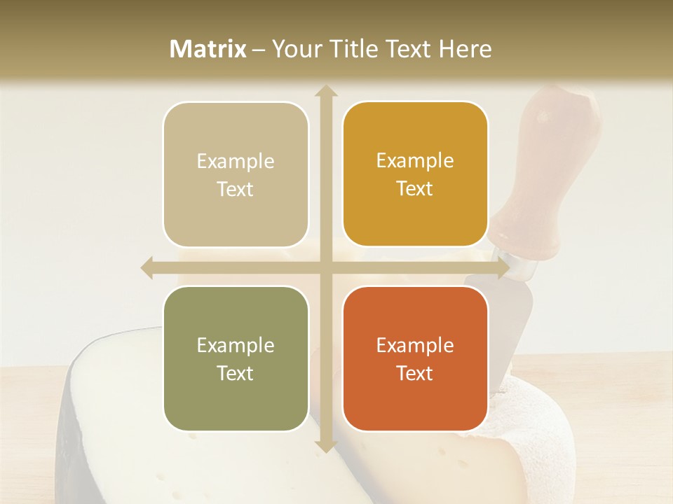 3 Kinds Of Cheese With A Cheese Knife PowerPoint Template