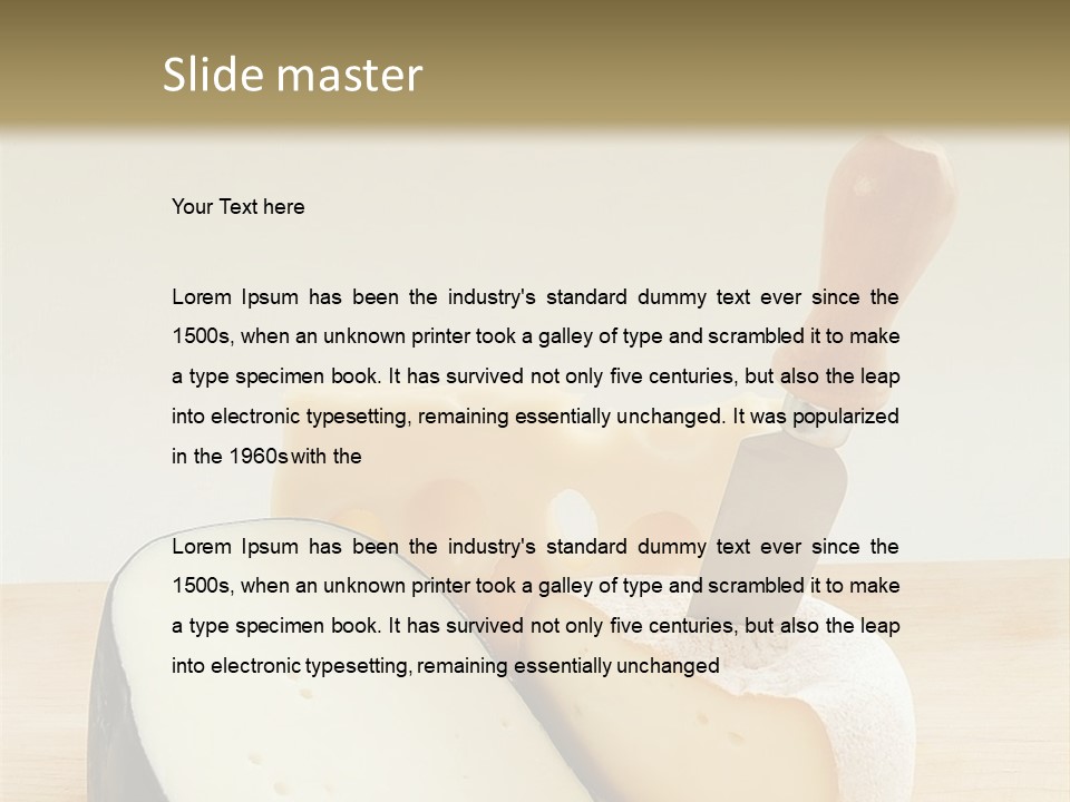 3 Kinds Of Cheese With A Cheese Knife PowerPoint Template