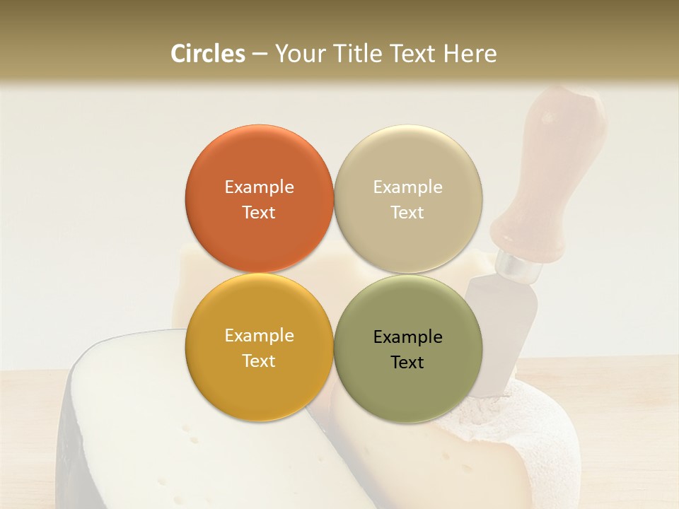 3 Kinds Of Cheese With A Cheese Knife PowerPoint Template