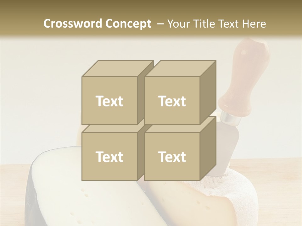3 Kinds Of Cheese With A Cheese Knife PowerPoint Template