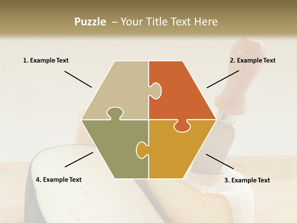 3 Kinds Of Cheese With A Cheese Knife PowerPoint Template