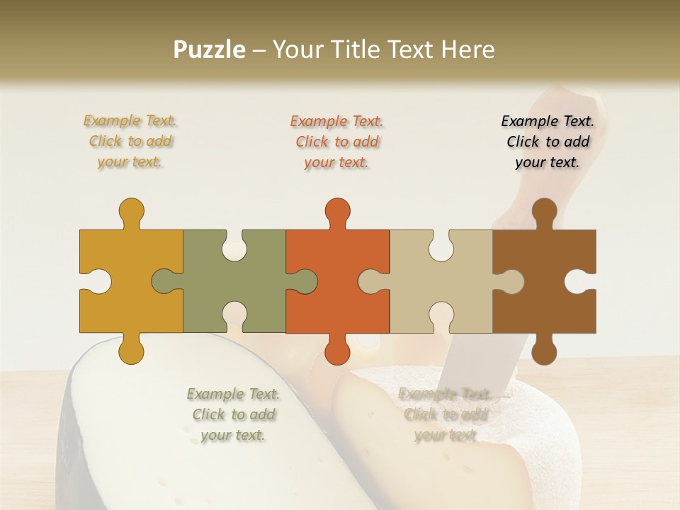 3 Kinds Of Cheese With A Cheese Knife PowerPoint Template