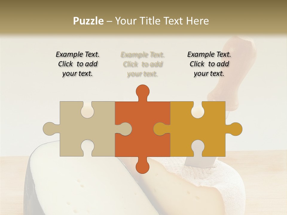 3 Kinds Of Cheese With A Cheese Knife PowerPoint Template