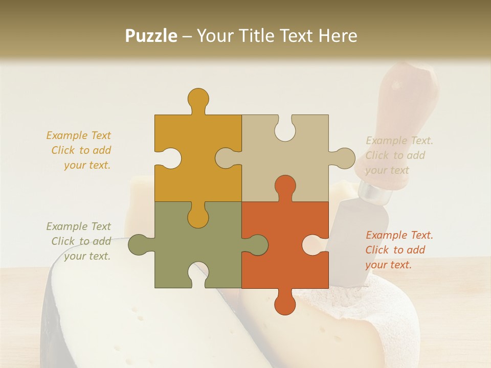 3 Kinds Of Cheese With A Cheese Knife PowerPoint Template