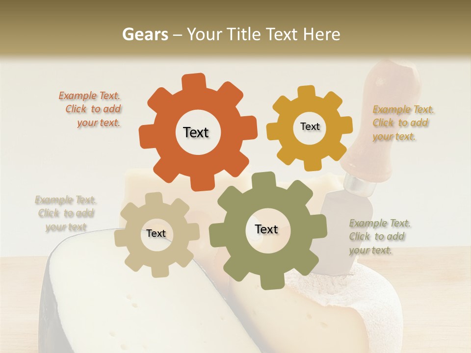 3 Kinds Of Cheese With A Cheese Knife PowerPoint Template