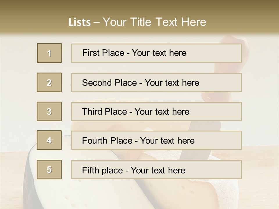 3 Kinds Of Cheese With A Cheese Knife PowerPoint Template