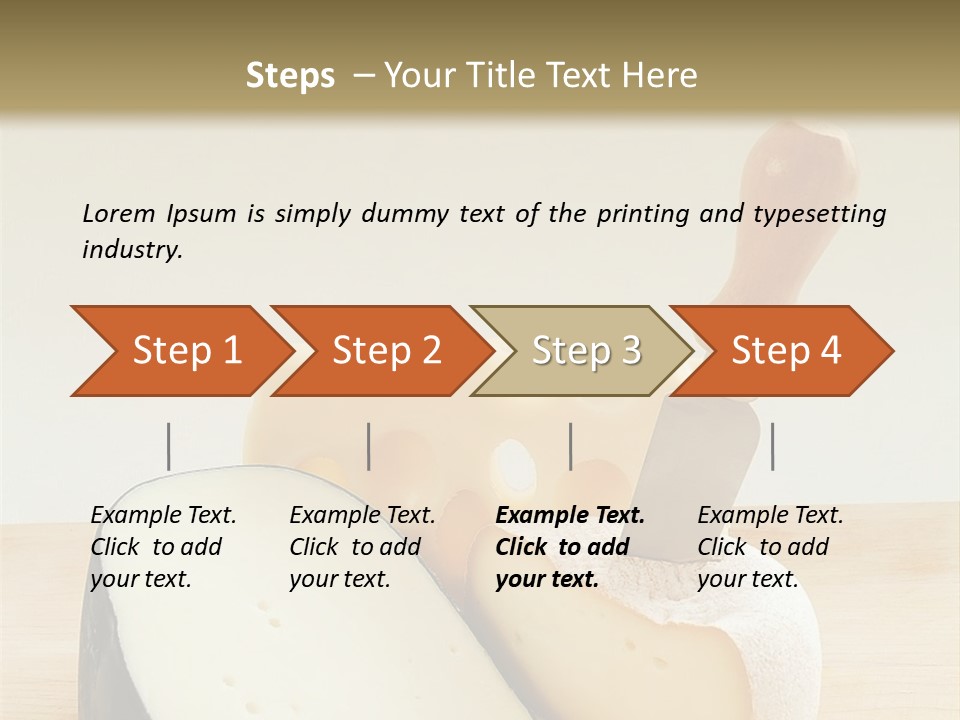3 Kinds Of Cheese With A Cheese Knife PowerPoint Template